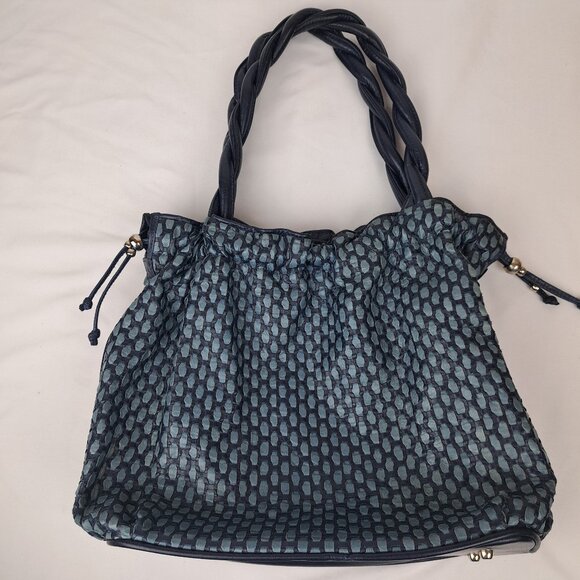 Vintage Ralston Woven Quilted Blue Leather Shoulder Hobo Style Bag - Picture 2 of 16